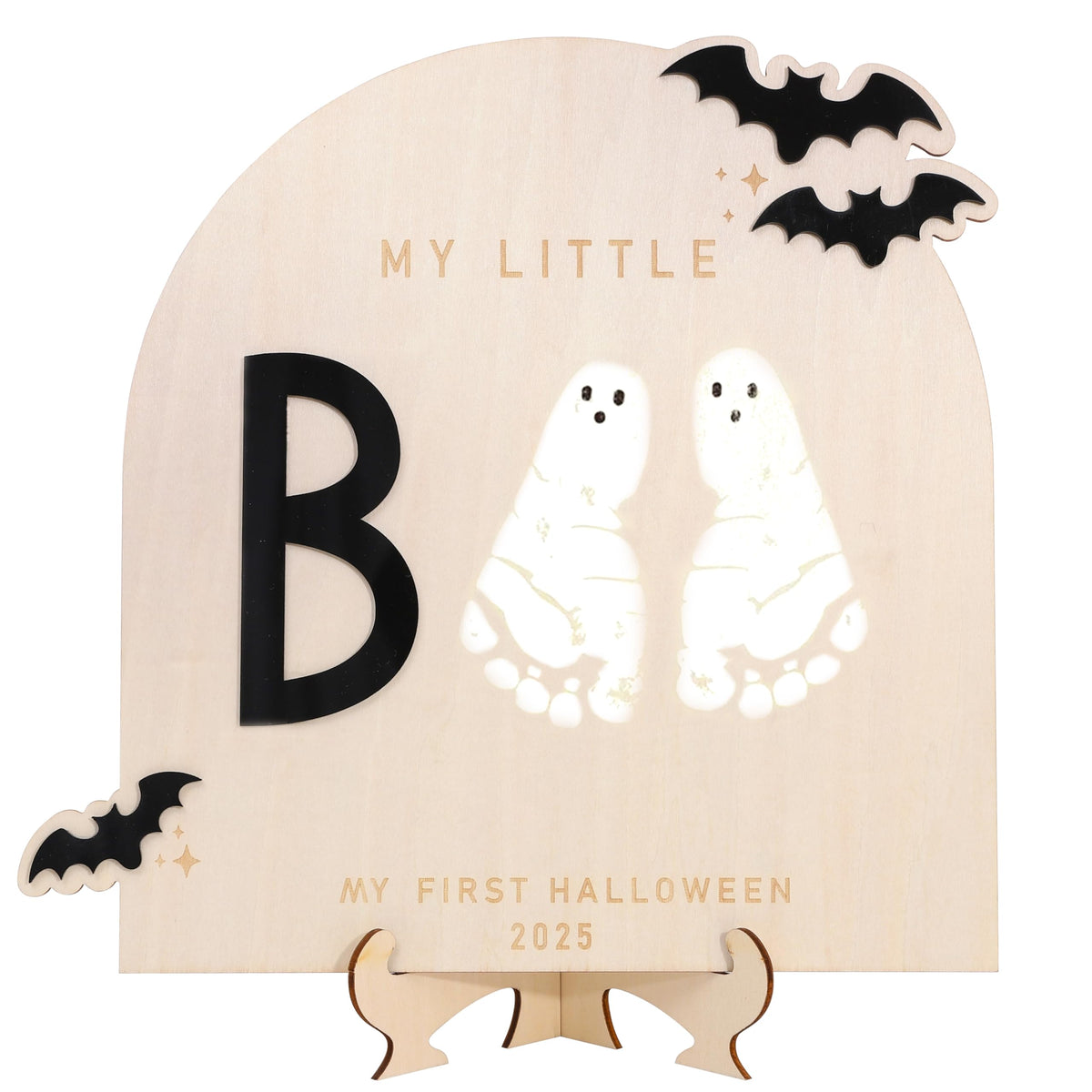 WAWUO My Little Boo sign footprint image for a cherished Halloween keepsake