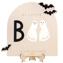 WAWUO My Little Boo sign footprint image for a cherished Halloween keepsake