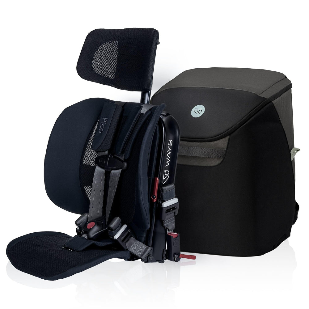 WayB Pico travel seat expanded for easy use on planes and rideshares