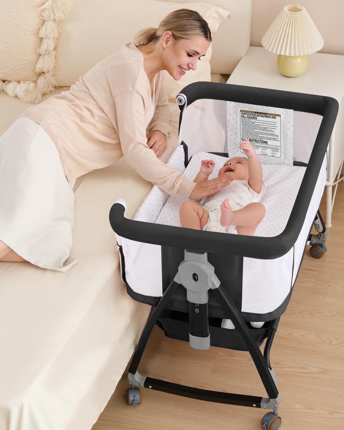 Wayfong 3-in-1 bassinet bedside setup for versatile newborn sleep options