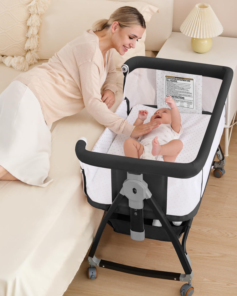 Wayfong 3-in-1 bassinet bedside setup for versatile newborn sleep options