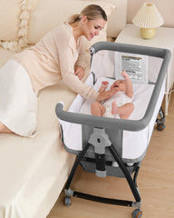 Wayfong Baby Bassinet with wheels for easy bedside mobility.