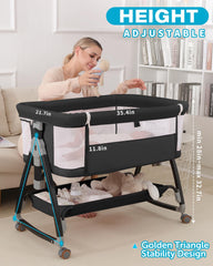 Wayfong bassinet incline adjustment shows elevated position for comfortable feeding