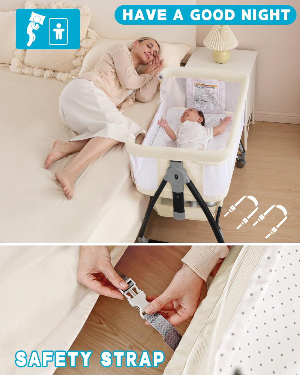 Wayfong storage basket under bassinet for diapers and clothes.