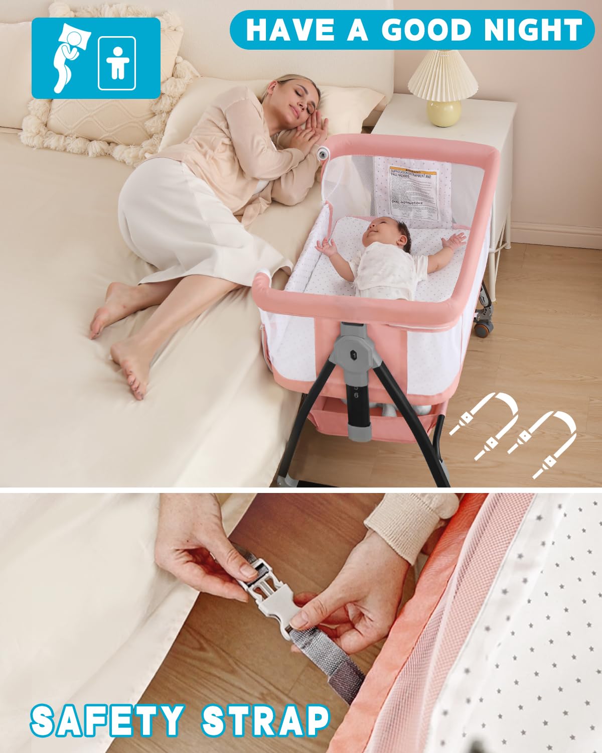 Wayfong breathable mesh promotes airflow and easy baby monitoring.