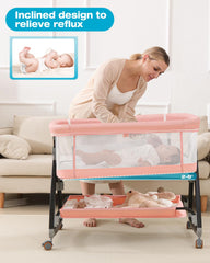 Wayfong bassinet in incline mode for a comfortable feeding position.