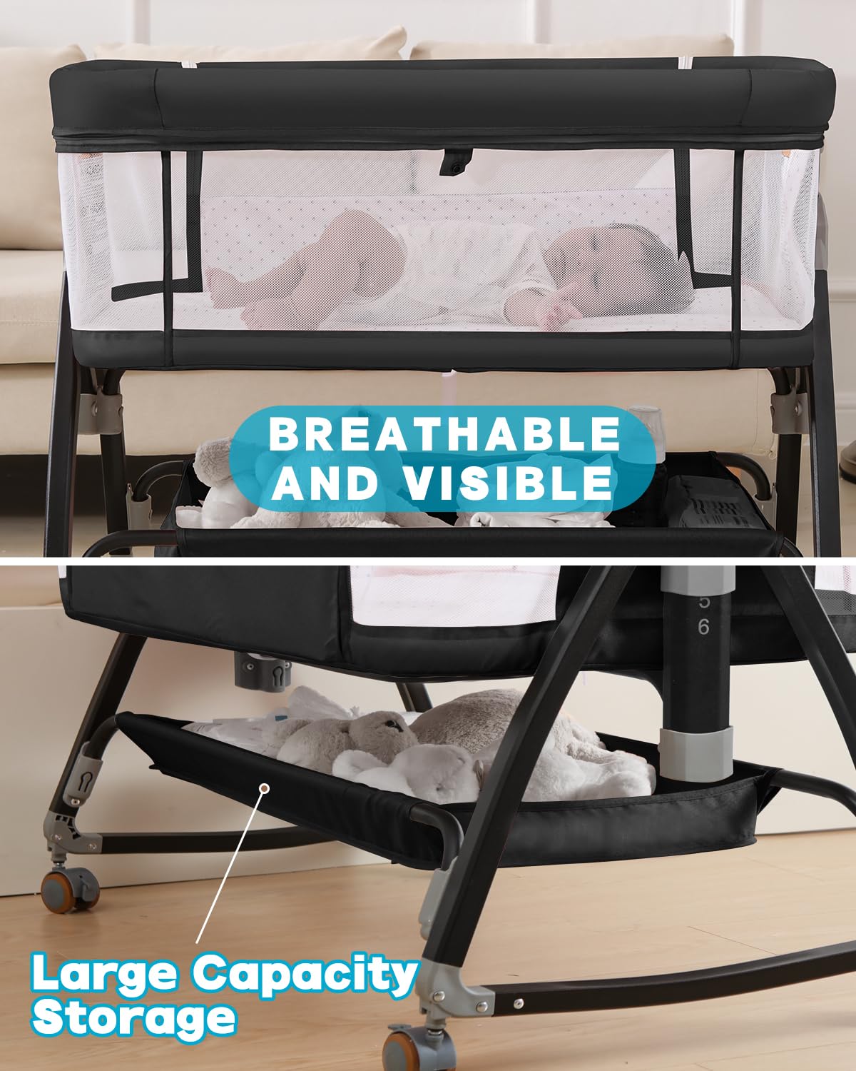Wayfong bedside sleeper with silent wheels offers easy mobility
