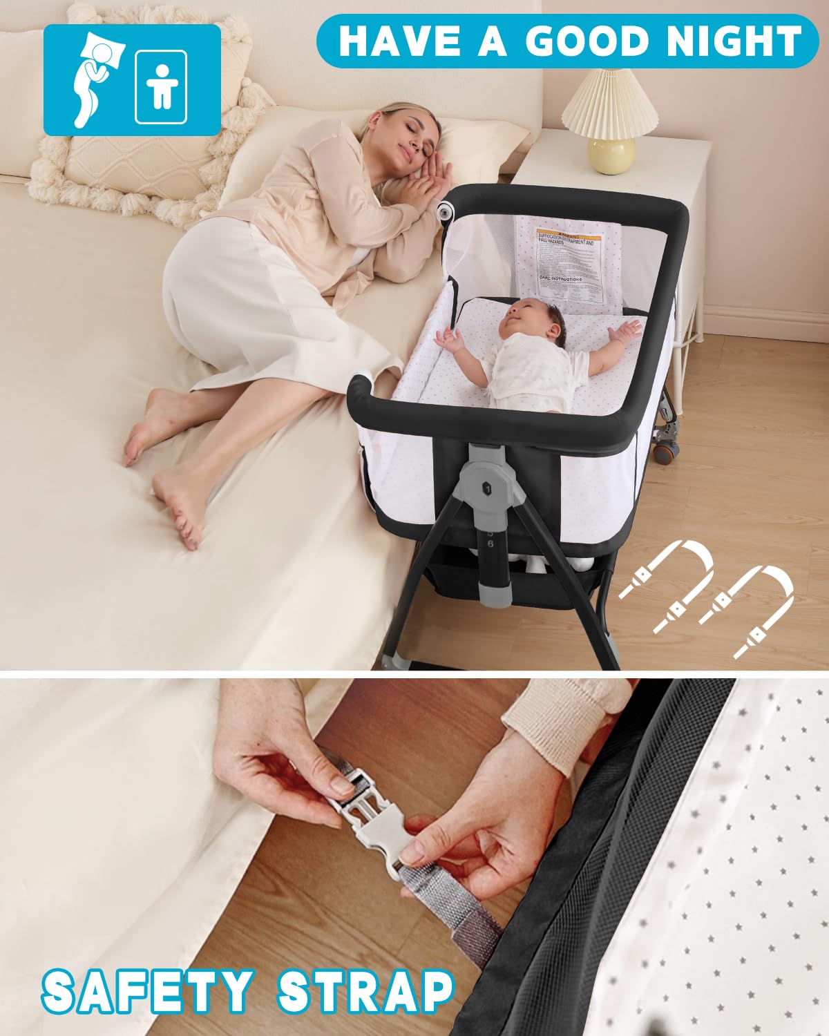 Wayfong storage basket under bassinet keeps diapers and clothes handy