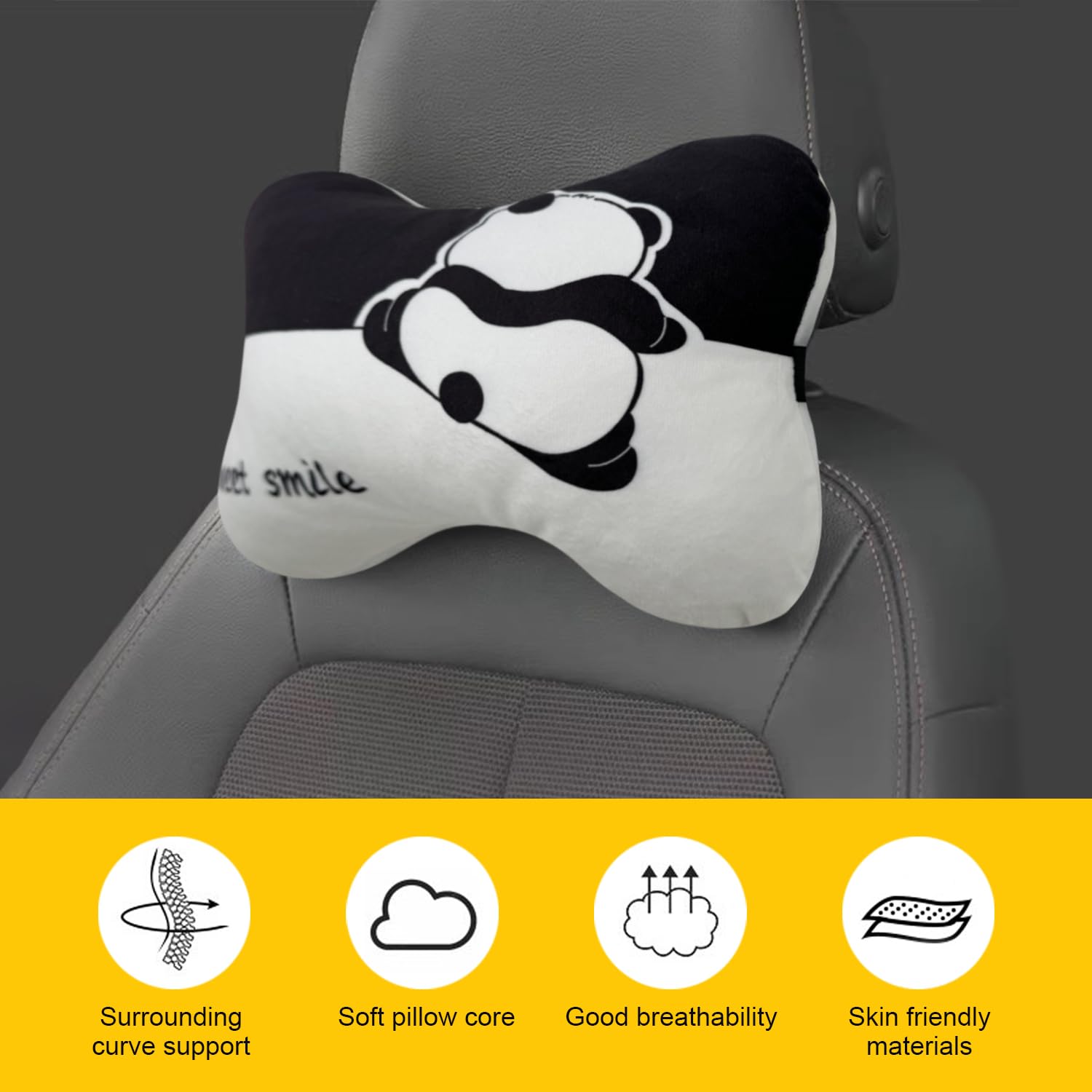 Wayuto panda headrest soft plush cushions head and neck comfort.