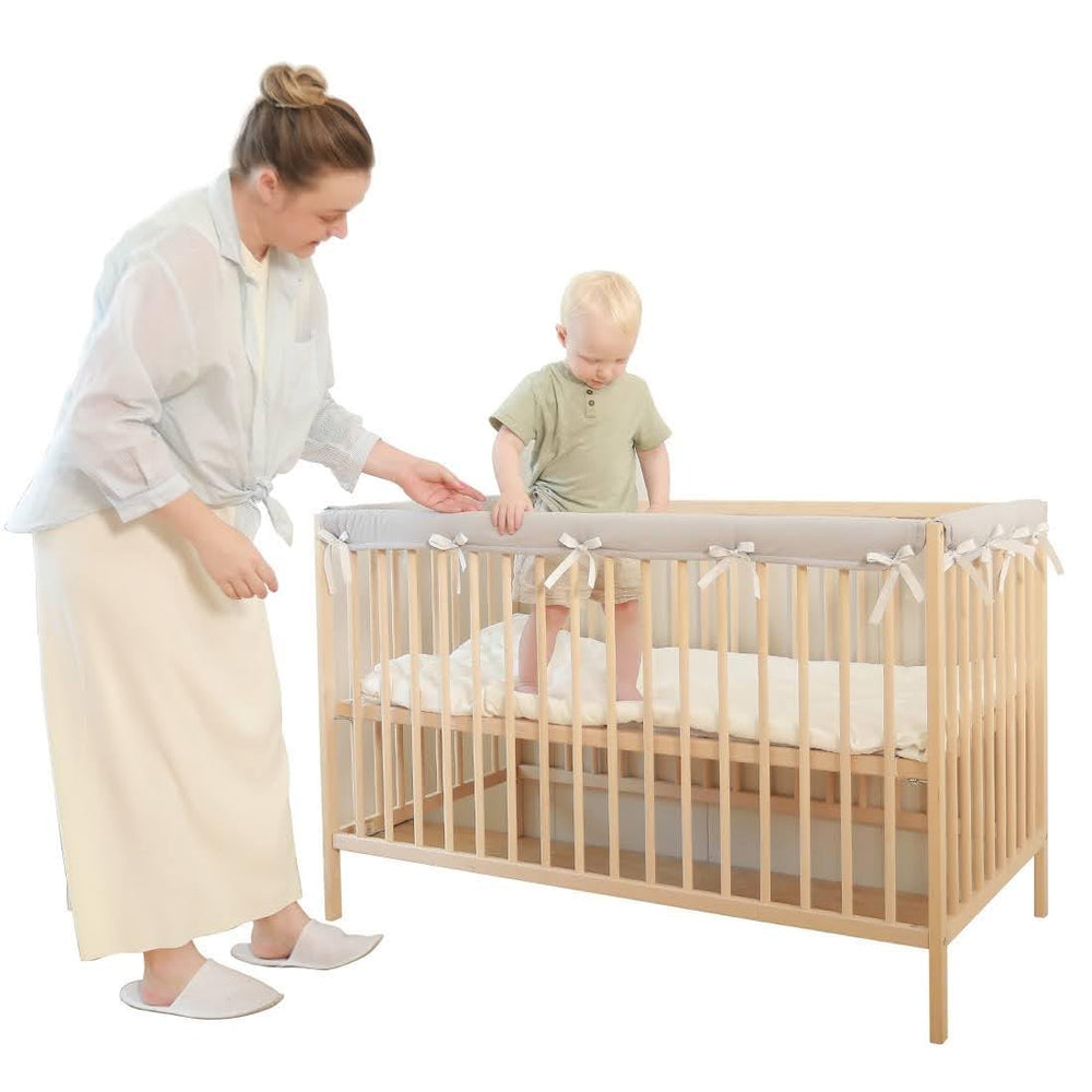 Nursery setup with Wazzo covers on rails complements modern nurseries