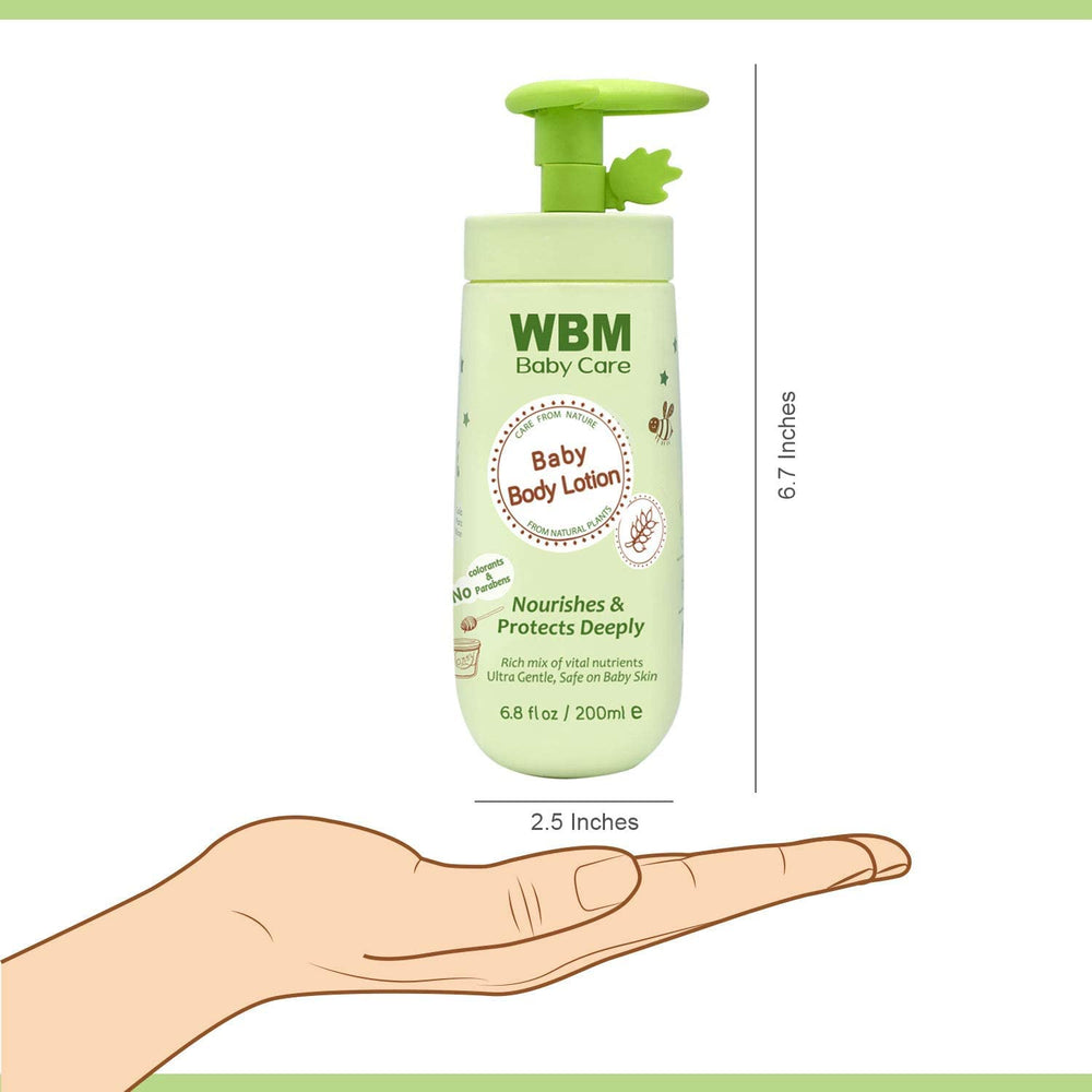WBM Care Baby Lotion fragrance-free formula suited for sensitive families.