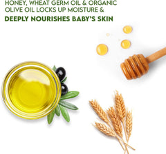 WBM Care Baby Lotion featuring wheat germ oil for hydration.