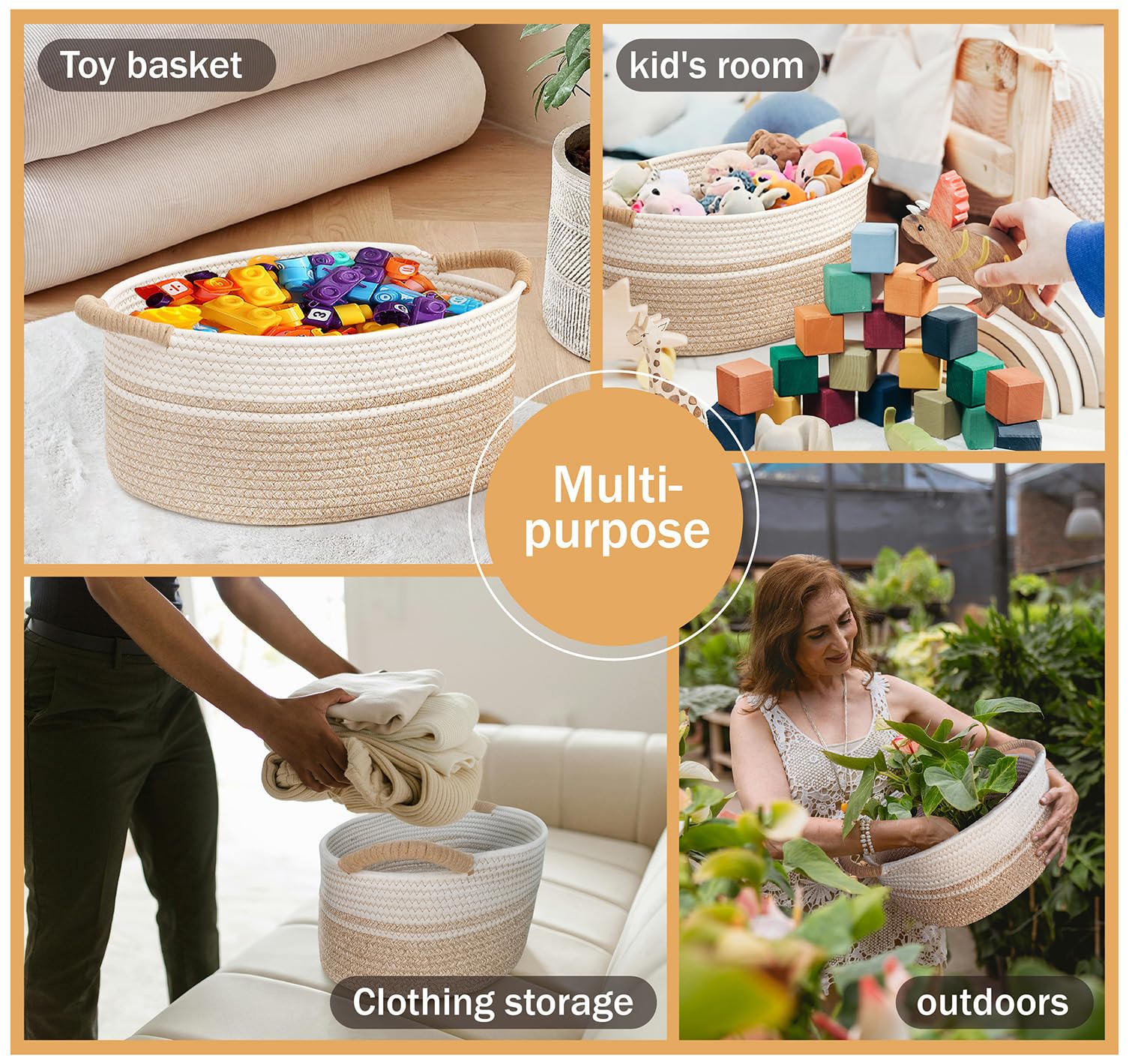 Wcro decorative basket in living room adds natural texture