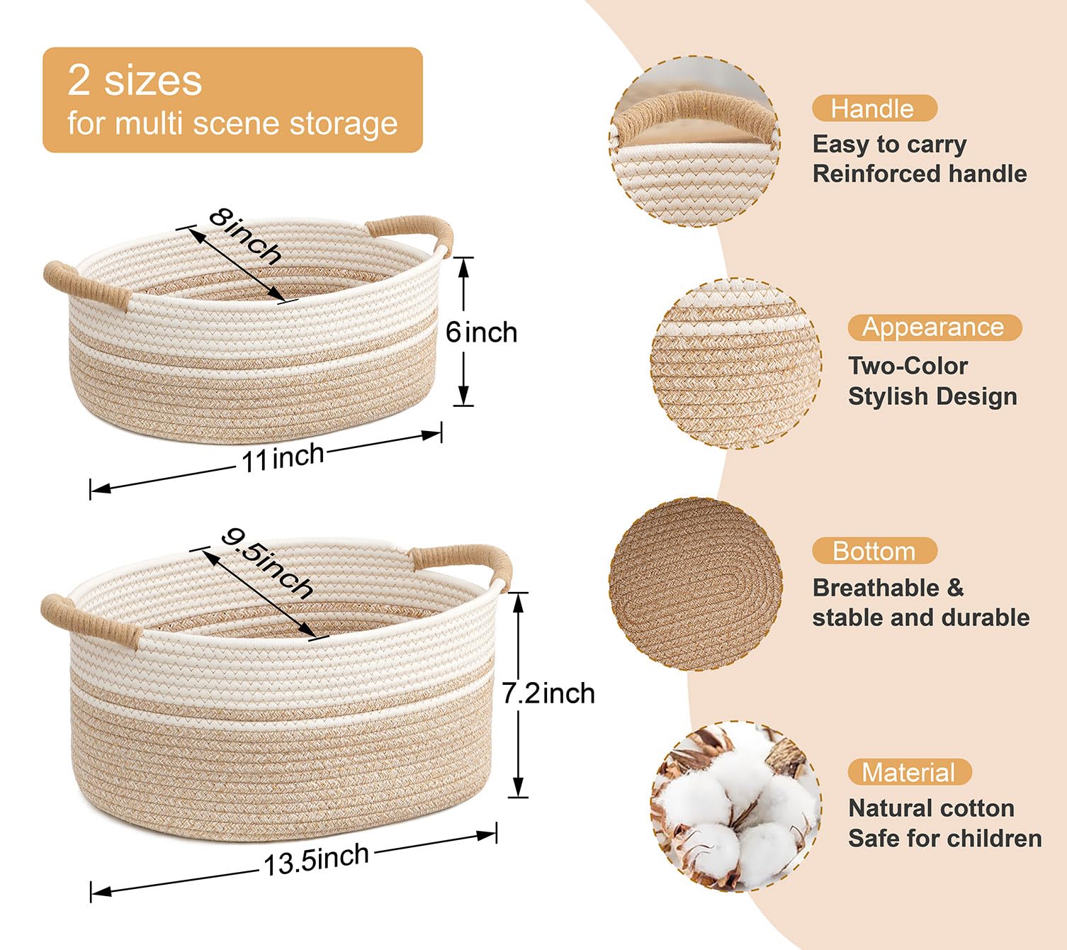 Wcro small storage basket with reinforced handles for easy access