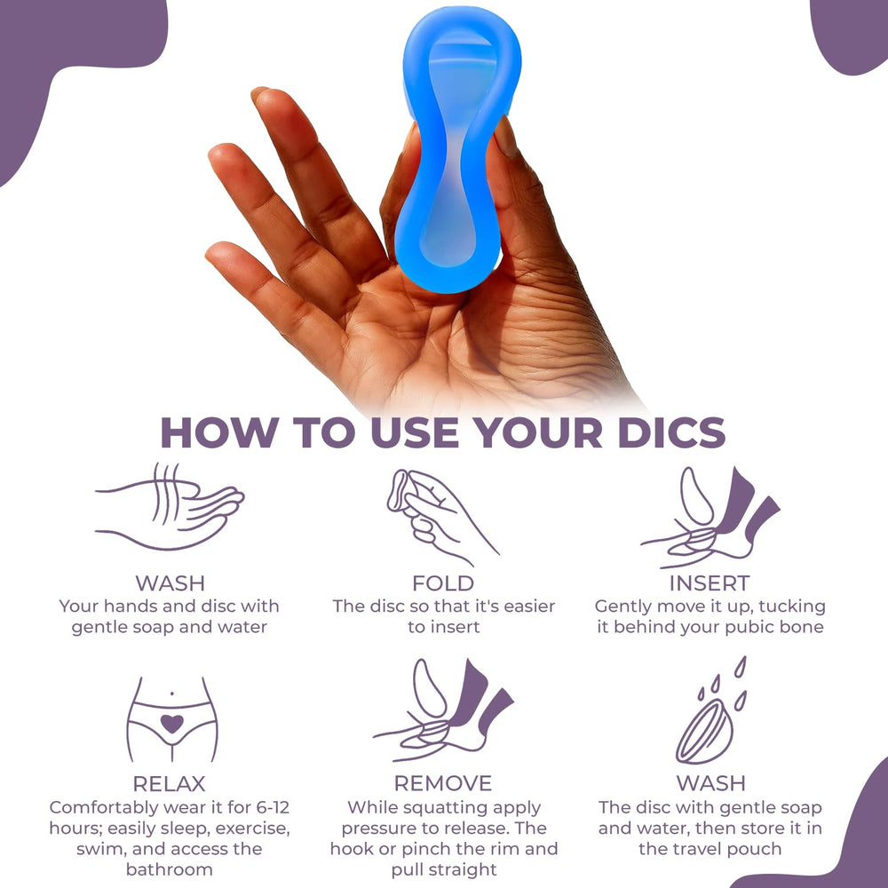 WE KEEO disc with carrying pouch shows easy removal and hygienic cleaning.