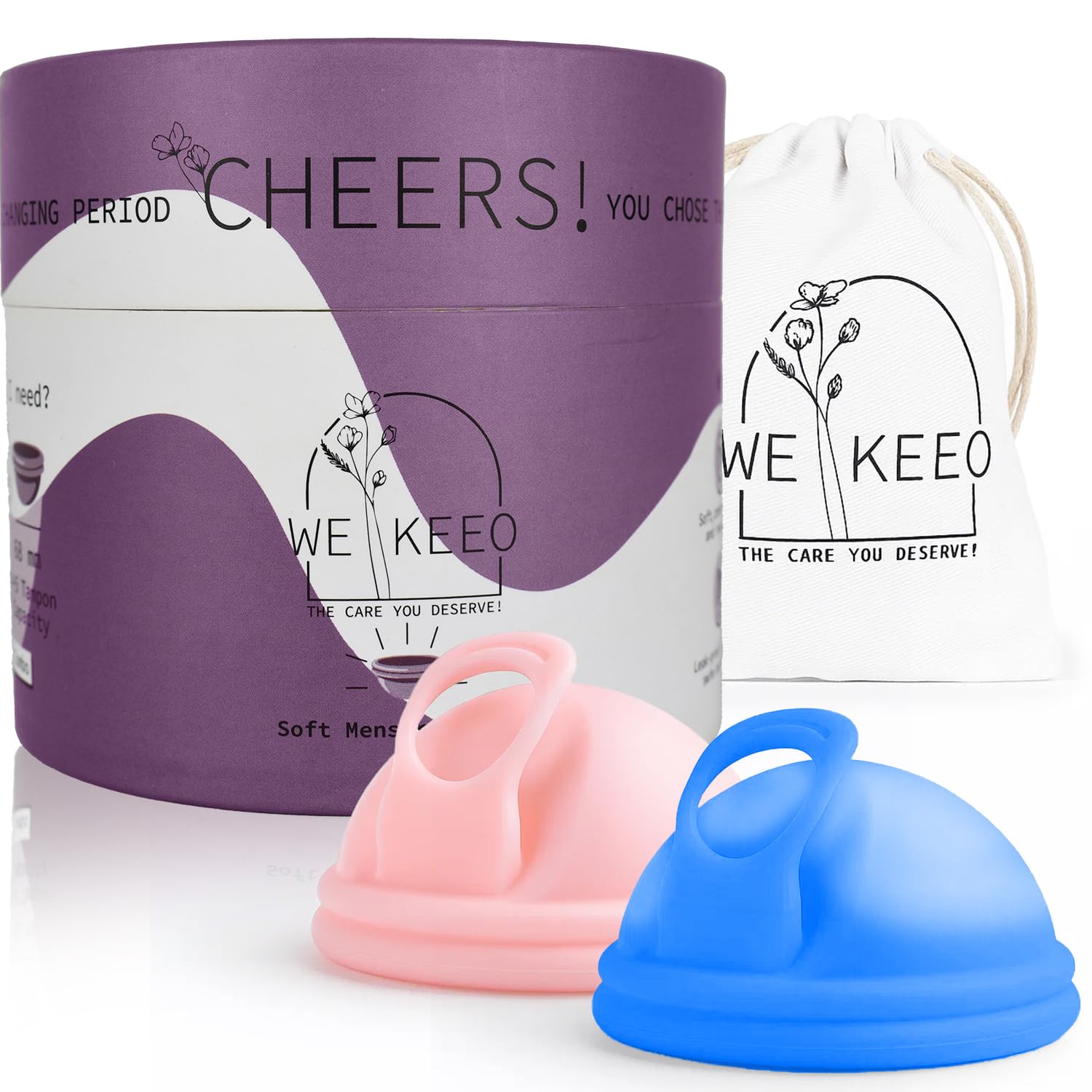 WE KEEO reusable menstrual disc in light pink shows comfortable fit and leak-free protection.