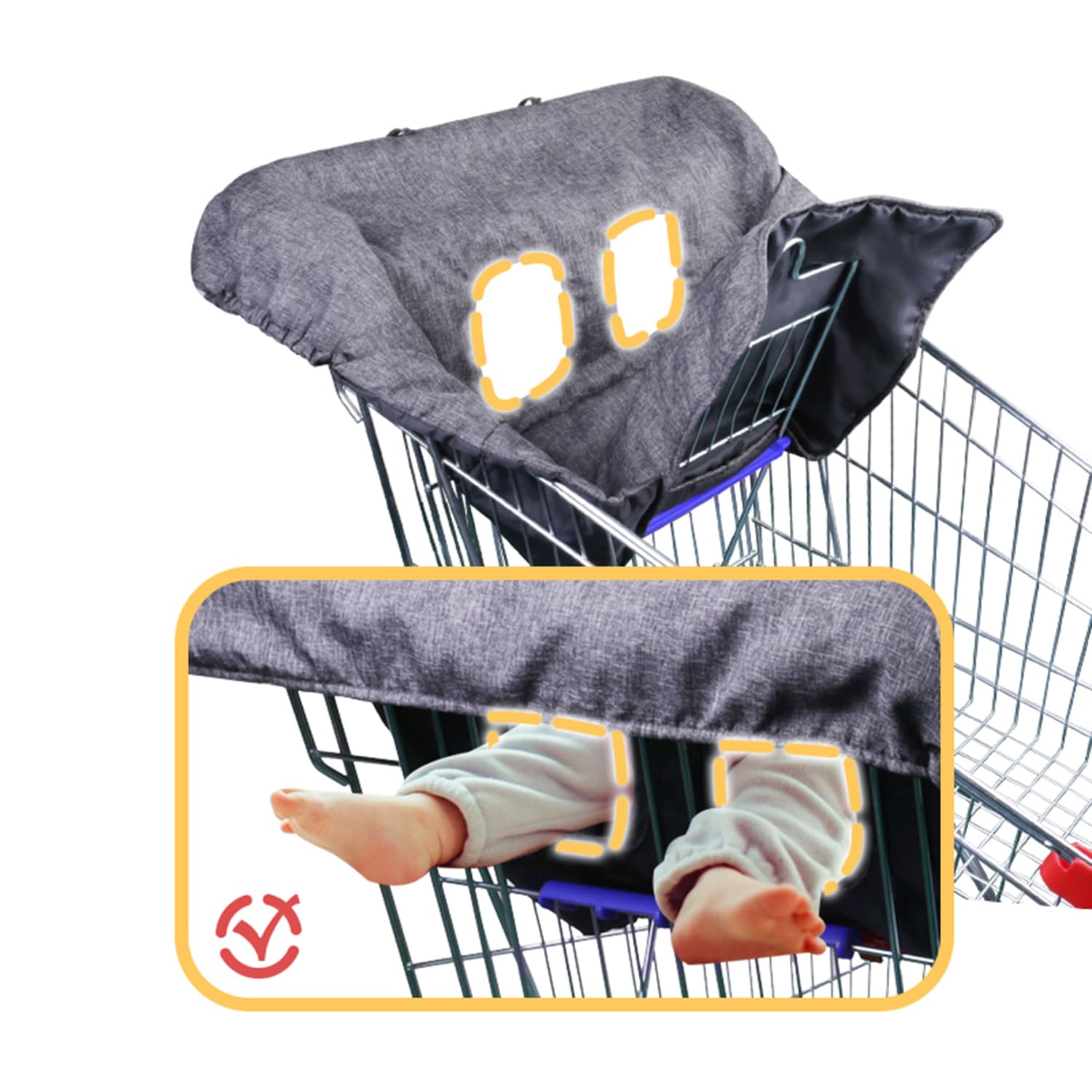WedFeir foldable cart cover in grey packs compactly for travel.