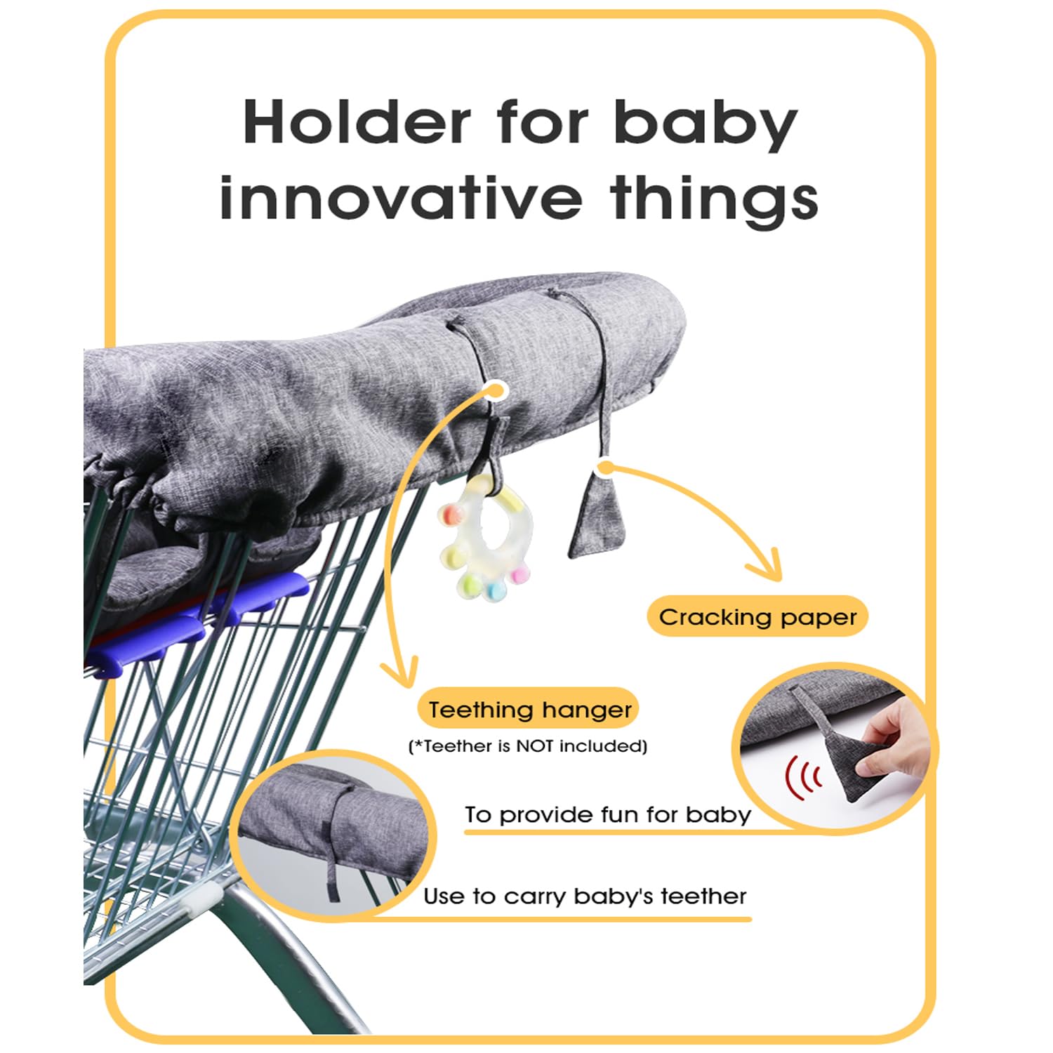 WedFeir grey cart cushion adds soft support for little shoppers.
