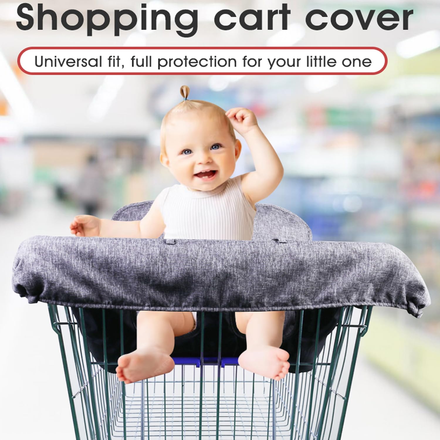 WedFeir grey high-chair cover keeps surfaces clean and comfortable.