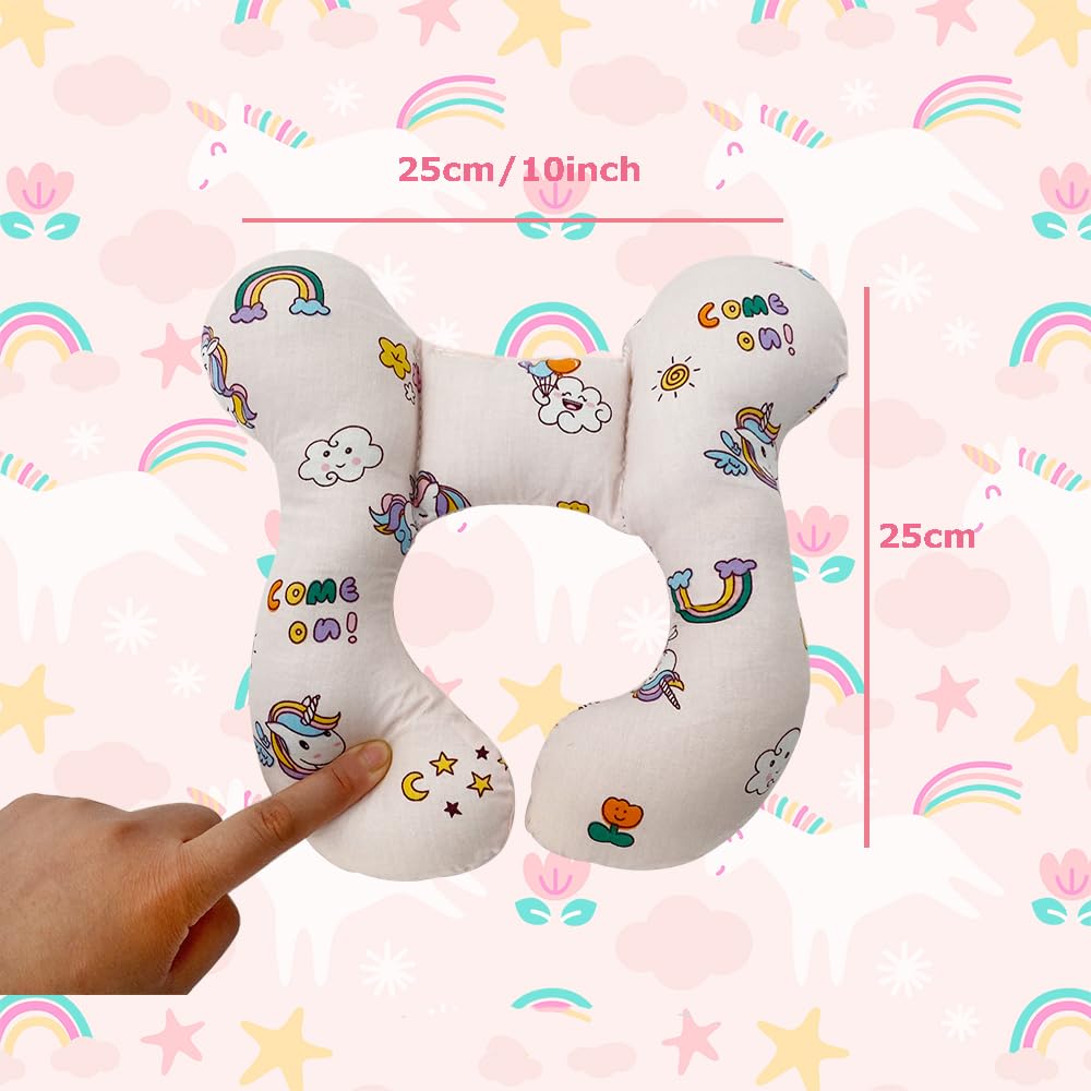 Wedfull rainbow-pattern neck pillow offers plush comfort and visual charm.