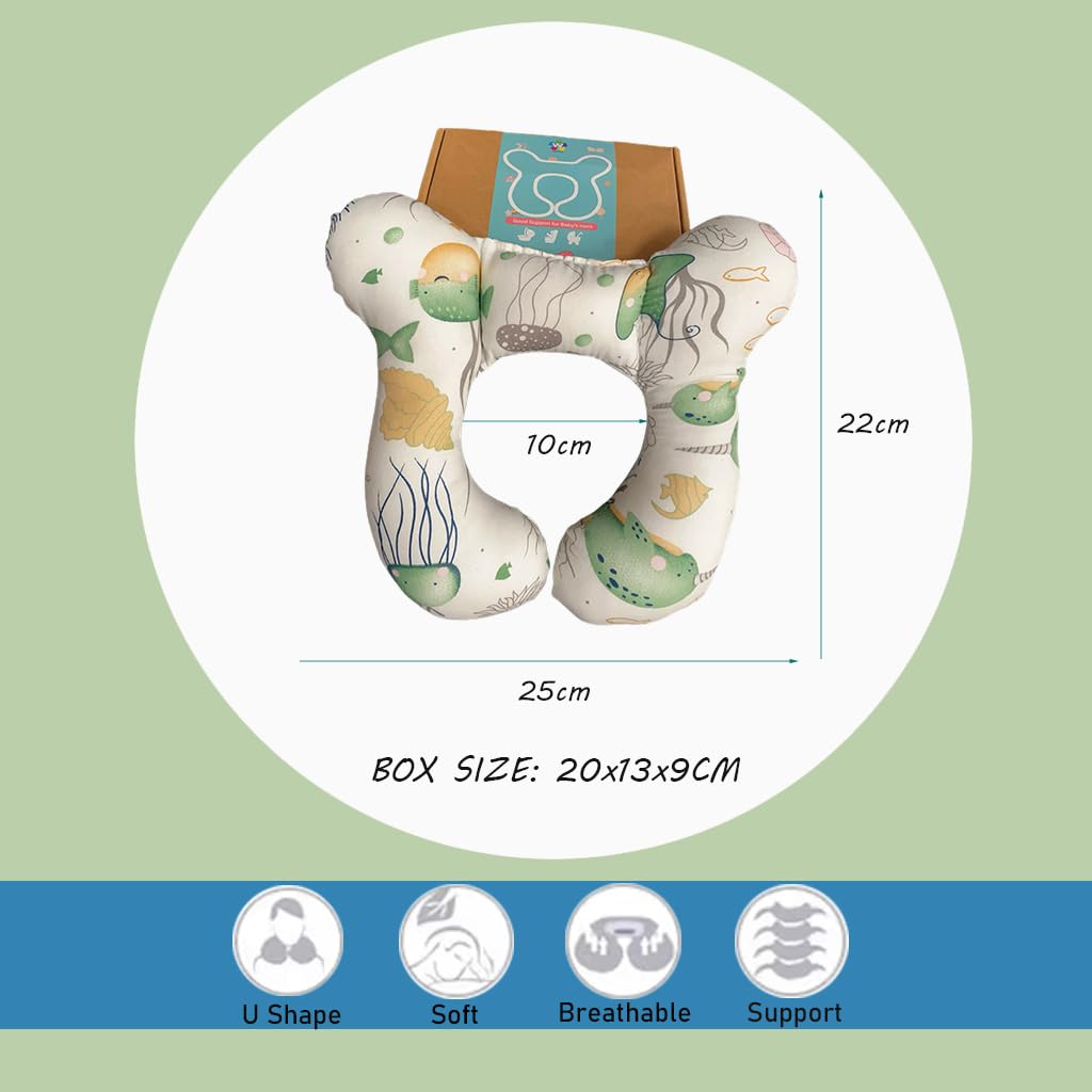 Wedfull Ocean neck pillow dimension specs show size and neck opening