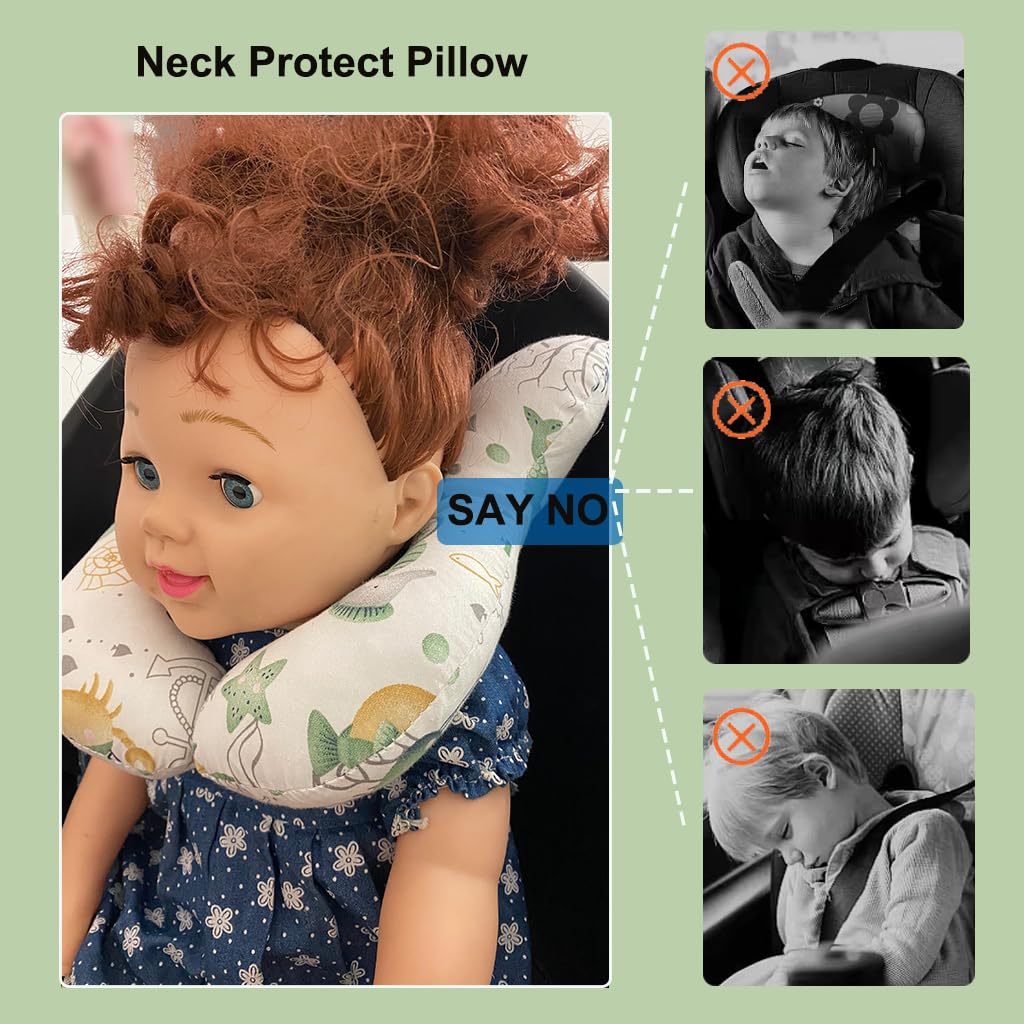 Wedfull Ocean neck pillow in car seat demonstrates travel-friendly head support