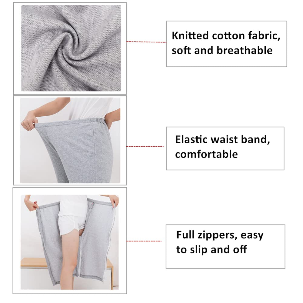 WEEOATAR post-op pants with bottom zipper for quick access during care.