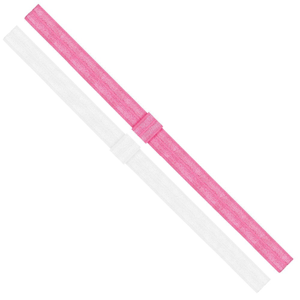 Wee Ones add-a-bow headband in white and pink, soft elastic for gentle all-day wear