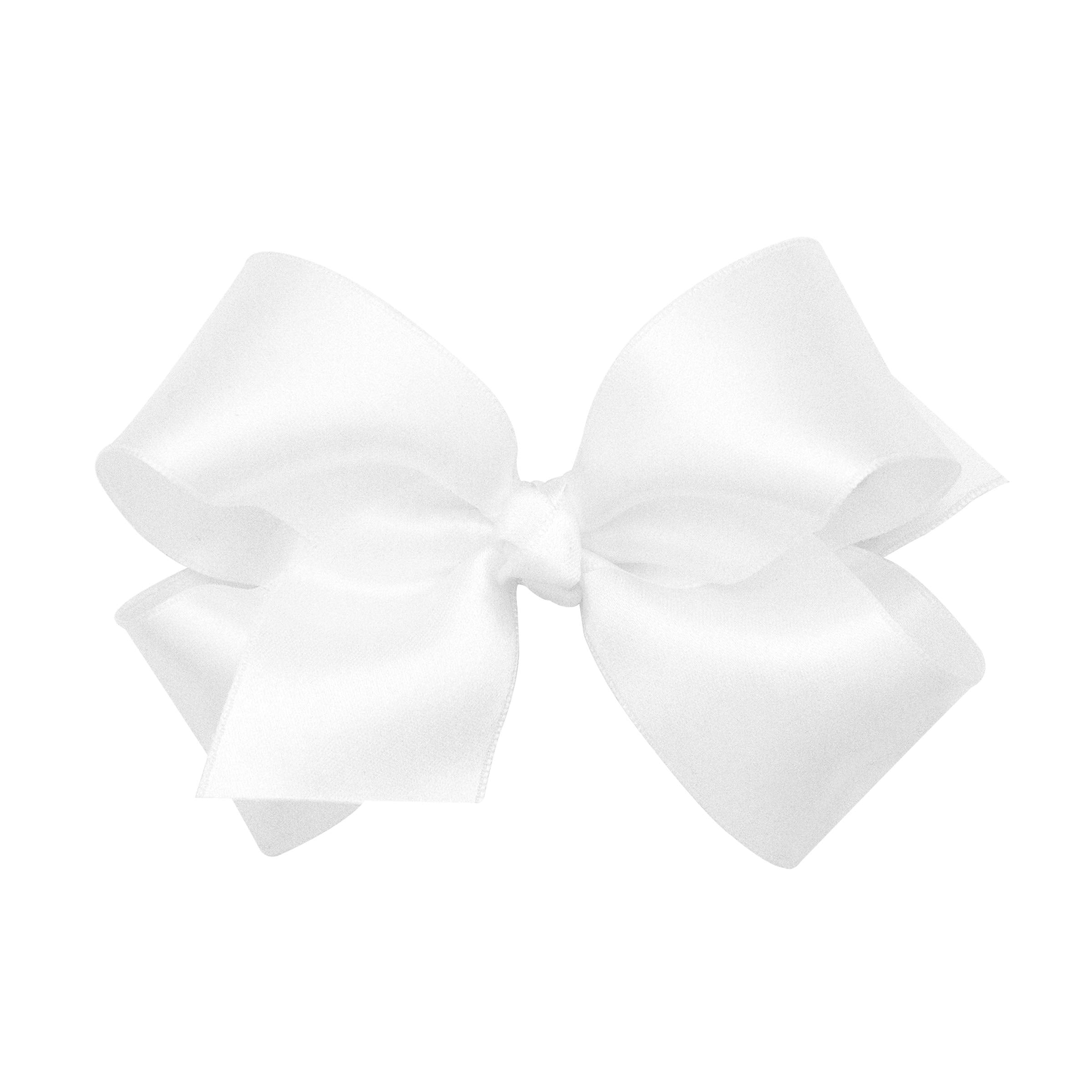 Wee Ones baby girls satin bow on WeeStay clip in white for special occasions.