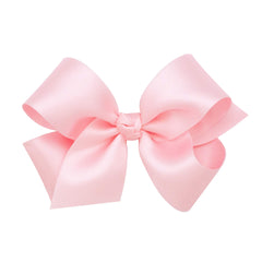 Wee Ones classic French satin bow on WeeStay clip with silky sheen in light pink.