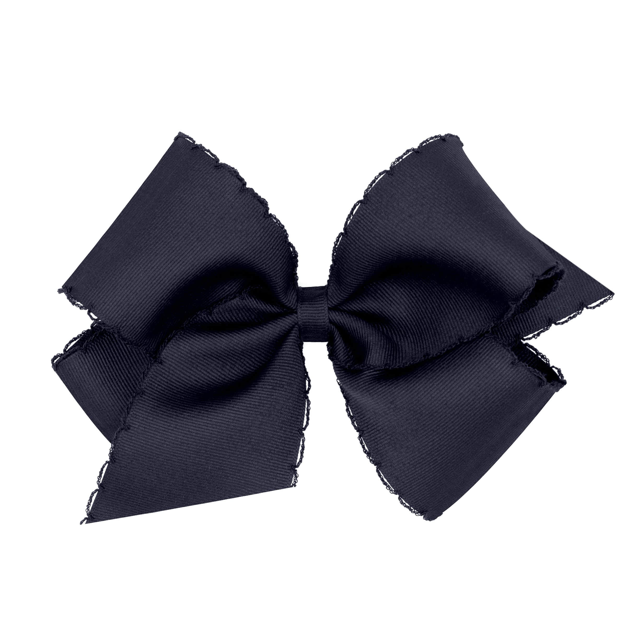 Wee Ones Moonstitch edge bow on WeeStay clip in monotone navy for all-day wear
