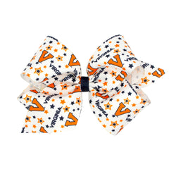 Wee Ones Divine Creations game day logo bow with WeeStay clip, ideal for secure all-day wear.