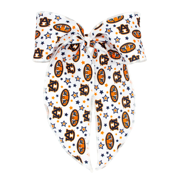 Wee Ones Divine Creations hair bow with WeeStay Clip in Auburn Tigers colors for secure game-day style.