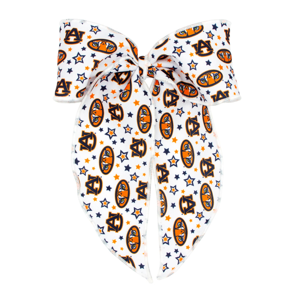 Wee Ones Divine Creations hair bow with WeeStay Clip in Auburn Tigers colors for secure game-day style.