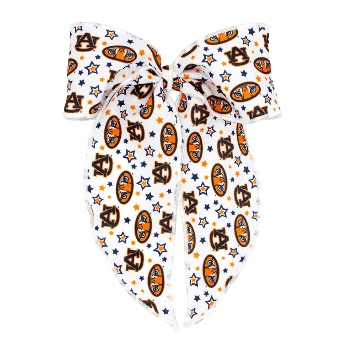Wee Ones Divine Creations hair bow with WeeStay Clip in Auburn Tigers colors for secure game-day style.
