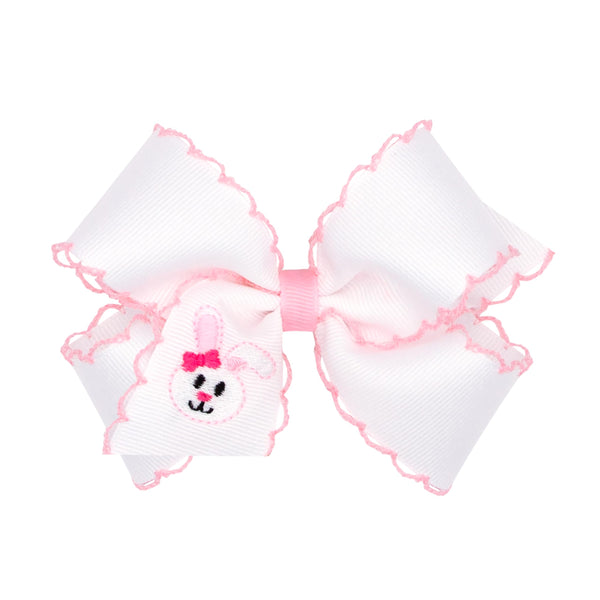 Wee Ones Easter bow with Moonstitch edge for a delicate festive look.