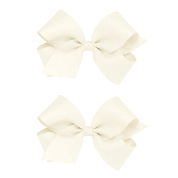 Wee Ones two-pack grosgrain bows with wrap centre on a no-slip clip
