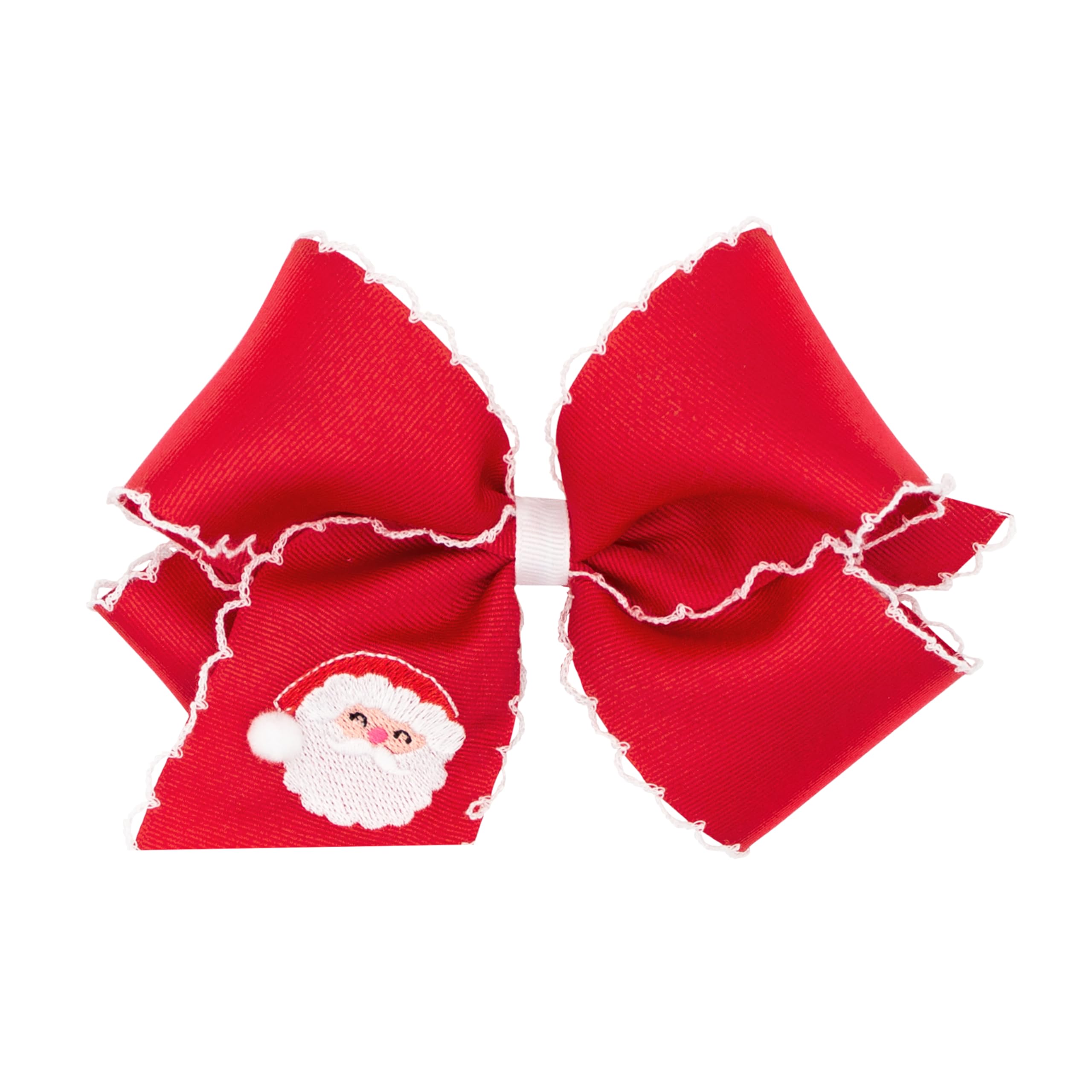 Wee Ones hairbow with Moonstitch edge adds festive detail and secure hold.