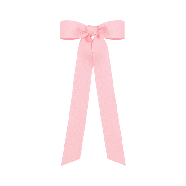 Wee Ones light pink mini grosgrain bow with knot wrap for secure wear.
