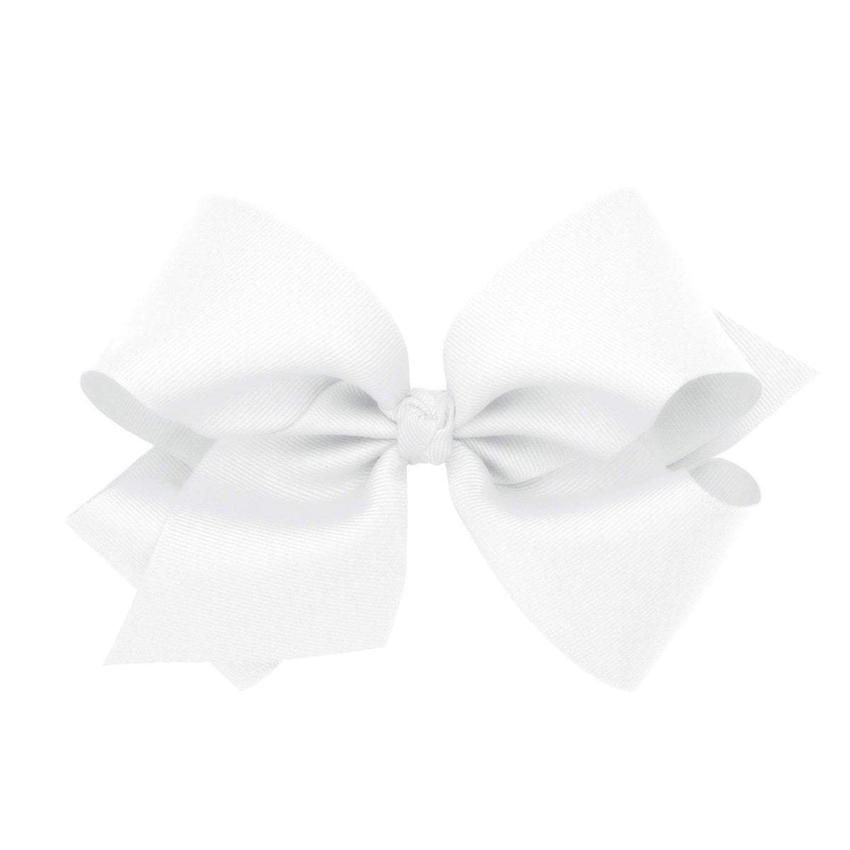 Wee Ones King White bow on a WeeStay clip for secure everyday wear