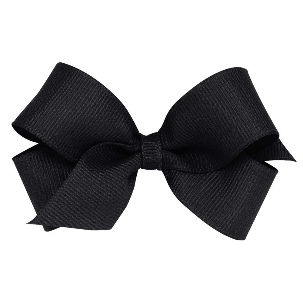 Wee Ones mini classic grosgrain bow on black clip for secure daily wear