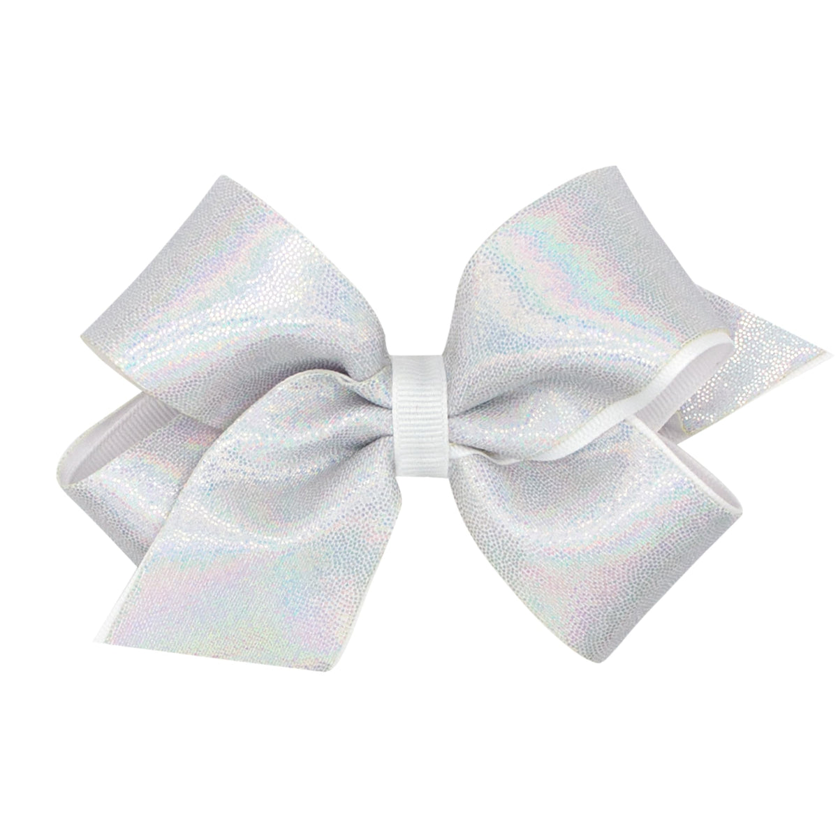Wee Ones mirror dot overlay bow in white adds a polished touch to daily hairstyles.