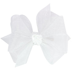 Wee Ones organza double bow on WeeStay clip for secure everyday wear