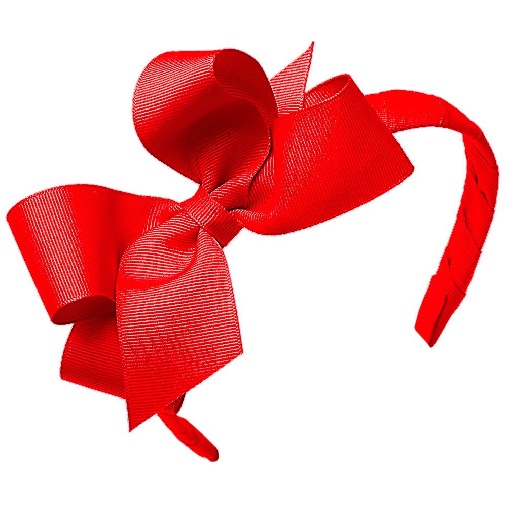 Wee Ones red grosgrain hair bow on a matching headband for adorable everyday outfits.