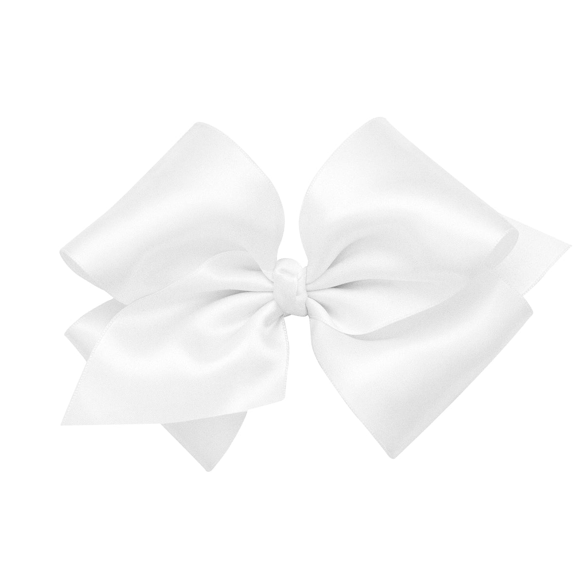 Wee Ones Small King satin bow white front view adds polished charm to everyday outfits