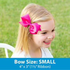 Wee Ones bow worn in hair, showcasing elegant ecru satin.