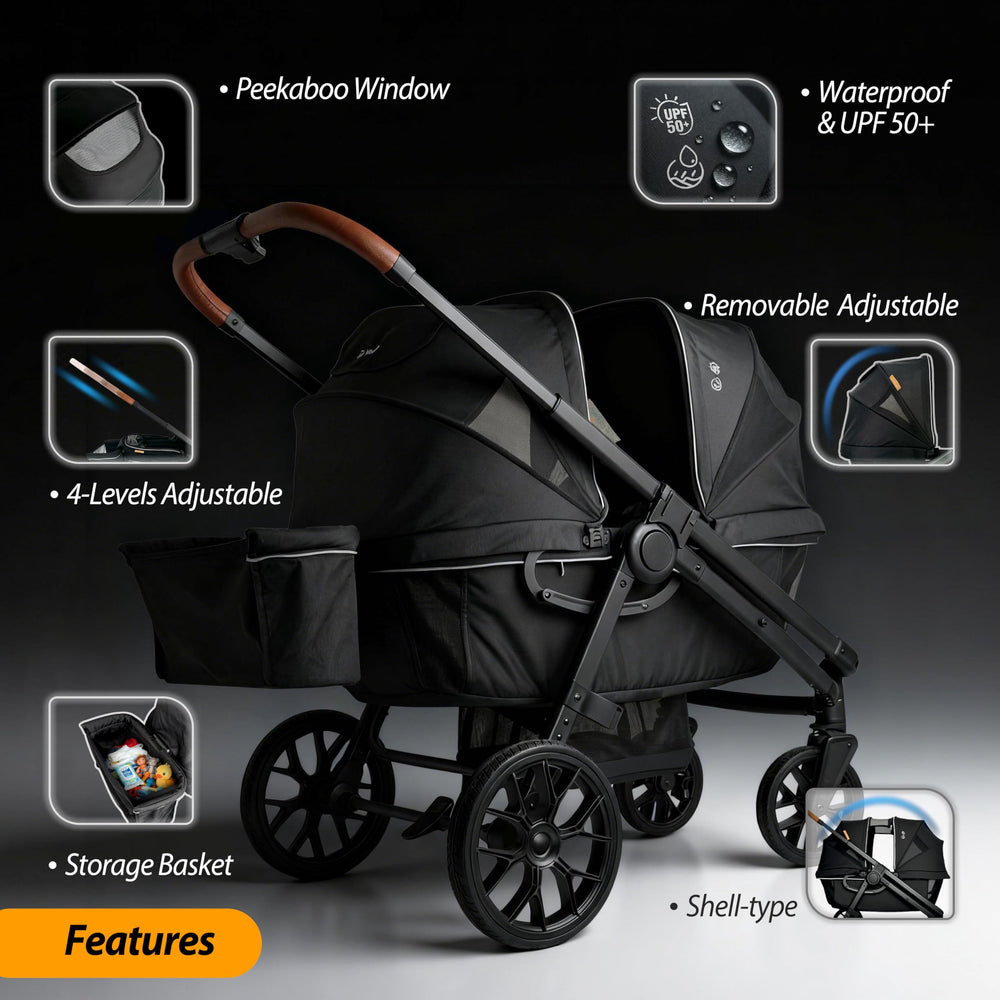 Weego Wagon bassinet-mode enables newborn naps on the go.