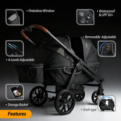 Weego Wagon bassinet-mode enables newborn naps on the go.