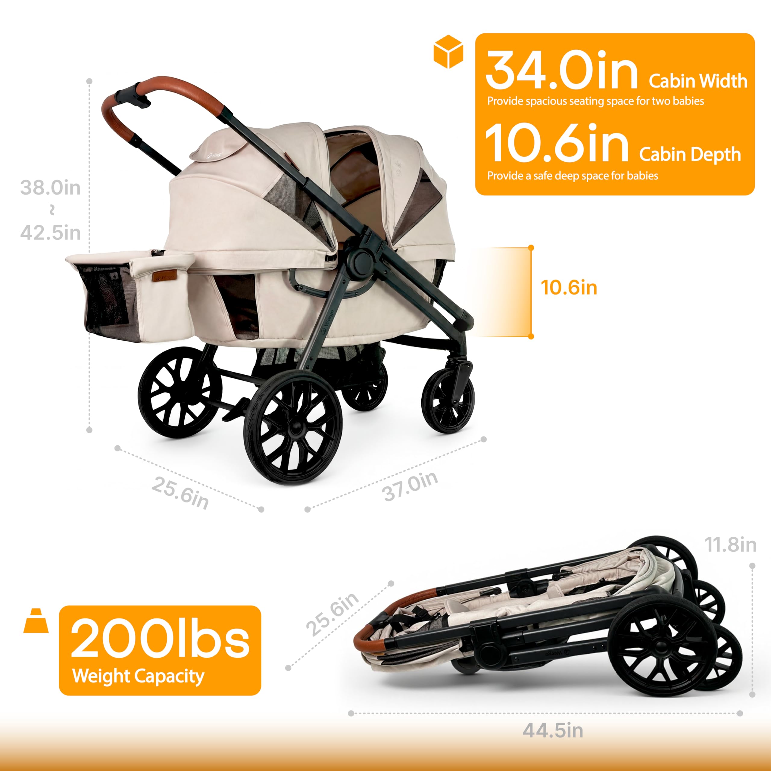Weego Wagon cup holders keep drinks within reach for kids and parents.
