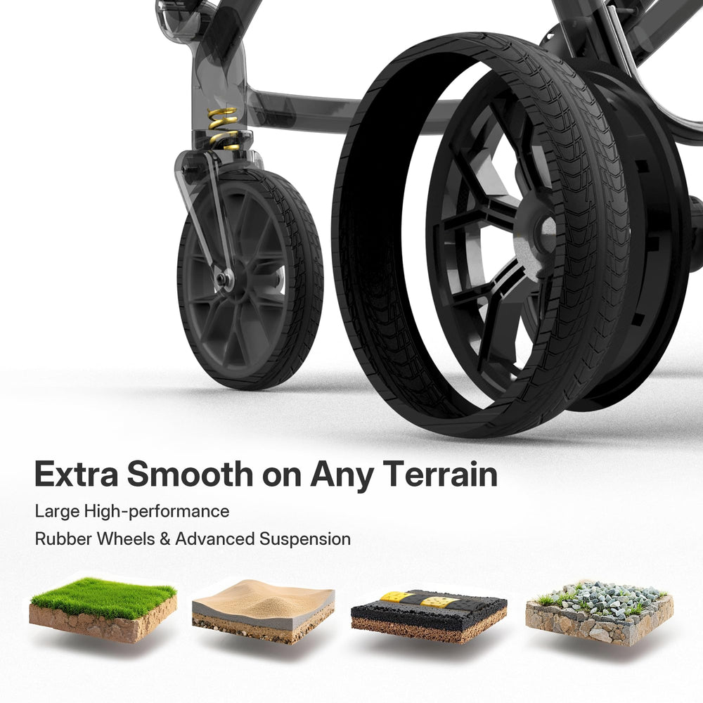 Weego Wagon snack tray and four cup holders for on the go.